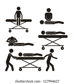 Illustration of Life icons, people on stretchers, vector illustration