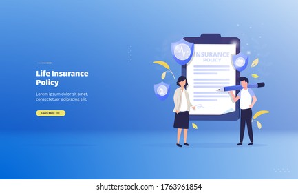 Illustration of life insurance policy, join an insurance agent