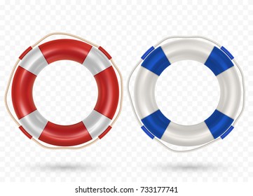 Illustration of lifebuoy ring with rope isolated on transparent background