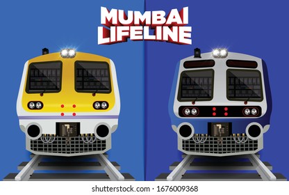 Illustration of lifeline of Mumbai City - Mumbai Local train, India vector