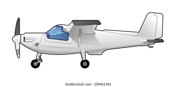 illustration of a light aircraft.  Simple gradients only - no gradient mesh.