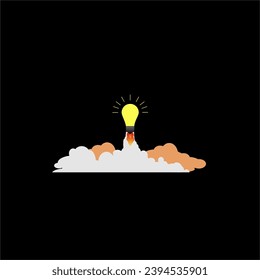 Illustration of a light balloon rocket being flown, the concept of an idea being implemented