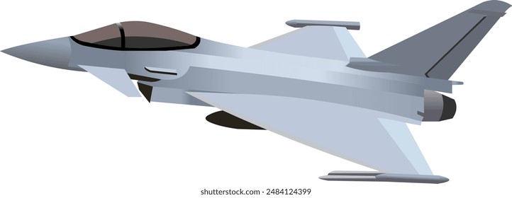 illustration of a light blue fighter jet seen from the side