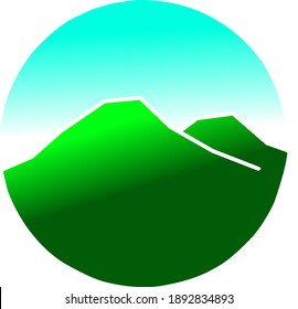 Illustration of a light blue green and bright mountain image