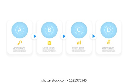 illustration of light blue horizontal infographics 4 steps for business or education presentation vector background