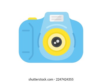 Illustration of a light blue kids camera.