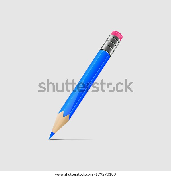 Illustration Light Blue Pencil Isolated On Stock Vector (Royalty Free