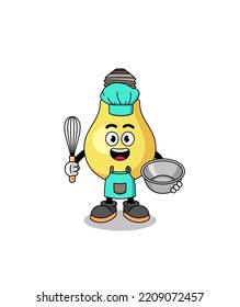 Illustration of light bulb as a bakery chef , character design