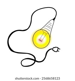 illustration of a light bulb with a cable and a plug