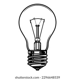 Illustration of the light bulb. Design element for logo, label, sign, badge. Vector illustration