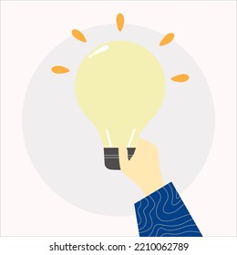 ilustración de la bombilla de luz con mano
