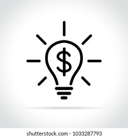 Illustration of light bulb icon with dollar symbol