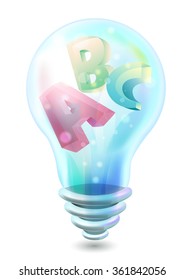 Illustration of a Light Bulb with Letters of the Alphabet Inside - eps10