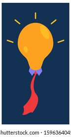 illustration of the light bulb mascot as a brilliant idea. with an entrepreneur tie. logo
