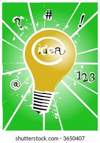 illustration of the light bulb with numerals and signs