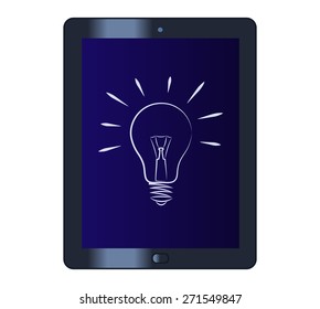 Illustration of the light bulb on the tablet computer