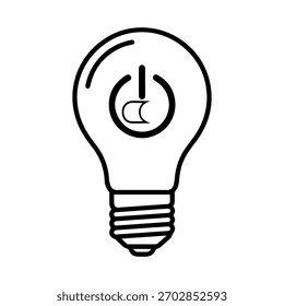 Ilustración de una bombilla con un Botón de energía en el interior aislado para el uso del Diseño gráfico