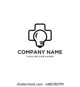 Illustration light bulb and red cross marks of health as a sign of smart change technology logo design