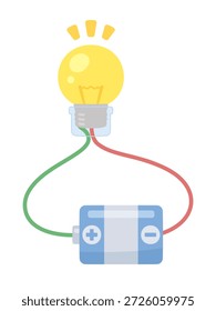 Ilustración de una bombilla con un enchufe conectado a una pila seca battery_Vertical