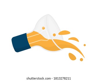 illustration of a light bulb splitting open and giving off a yellow or orange liquid. the concept of ideas that keep flowing, thin thinking, open minded. flat style. design elements