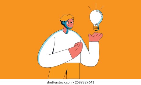 illustration of a light bulb symbolizing idea generation, radiating light to represent inspiration and creativity