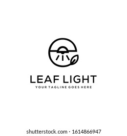Illustration light bulb vector logo with E leaf sign template energy power electricity 