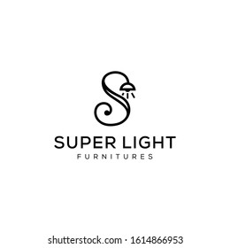 Illustration light bulb vector logo with S sign template energy power electricity 