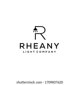 Illustration light bulb vector logo with R sign template energy power electricity 