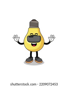 Illustration of light bulb with a vr headset , character design