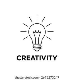 Illustration of light bulb with the word creativity