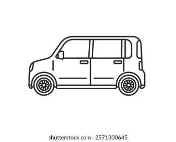 Illustration of a light car (line drawing) seen from the side.