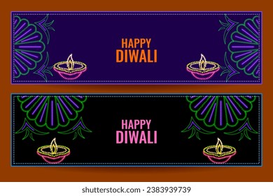 illustration of light decoration on Happy Diwali Holiday background for light festival of India