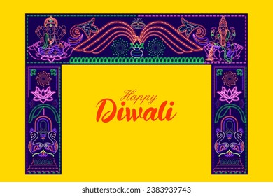 illustration of light decoration on Happy Diwali Holiday background for light festival of India