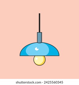 Illustration of a light fixture with a blue shade