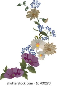 Illustration mit hellen Blumen auf weißem Hintergrund