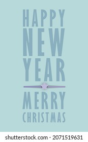 Illustration of light green background with text Happy New Year, Merry Christmas, blank for design.