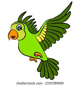 illustration of a light green bird in flight 