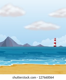 Ilustración de una casa luminosa y una playa