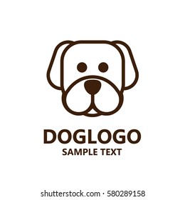 Illustration of the light line cute dog logo on white background. The vector of Dog. It is good minimal line iconic for pet logo, dog lover logo.