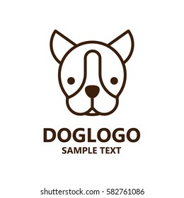 Illustration of the light line cute dog logo on white background. The vector of Dog. It is good minimal line iconic for pet logo, dog lover logo.