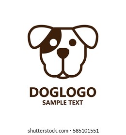 Illustration of the light line cute dog logo on white background. The vector of Dog. It is good minimal line iconic for pet logo, dog lover logo.