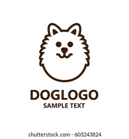 Illustration of the light line cute dog logo on white background. The vector of Dog. It is good minimal line iconic for pet logo, dog lover logo.