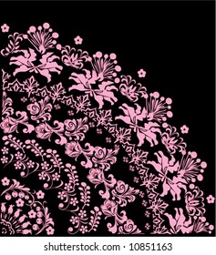 illustration with light pink decoration on black background