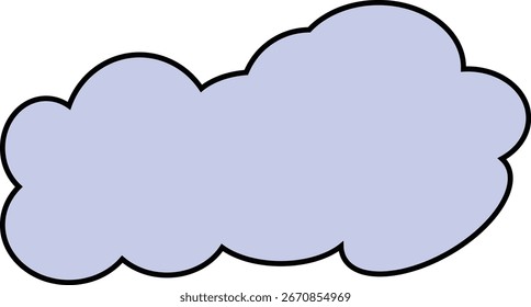 Ilustração de uma nuvem roxa clara com um contorno preto contra um fundo branco em estilo cartoon