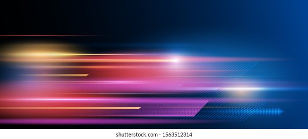 Illustration of light ray, stripe line with blue light, speed motion background. Vector design abstract, science, futuristic, energy, modern digital technology concept for wallpaper, banner background