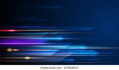 Illustration of light ray, stripe line with blue light, speed motion background. Vector design abstract, science, futuristic, energy, modern digital technology concept for wallpaper, banner background