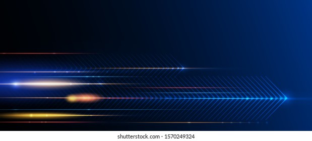 Illustration of light ray, stripe line with blue light, speed motion background. Vector design abstract, science, futuristic, energy, modern digital technology concept for wallpaper, banner background