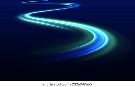 Illustration of light ray, stripe line with blue light, speed motion background. Panoramic high speed technology concept, light abstract background.	