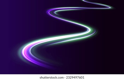 Illustration of light ray, stripe line with blue light, speed motion background. Panoramic high speed technology concept, light abstract background.	