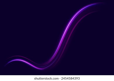 Illustration of light ray, stripe line with blue light, speed motion background. Panoramic high speed technology concept, light abstract background.